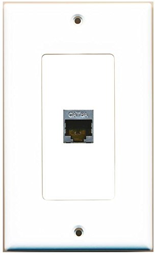 RiteAV CAT 6A 1 Port Shielded Cat6a Wall Plate 1 Gang Decorative White