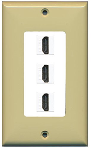 RiteAV - 3 Port HDMI Decorative Wall Plate - Ivory/White