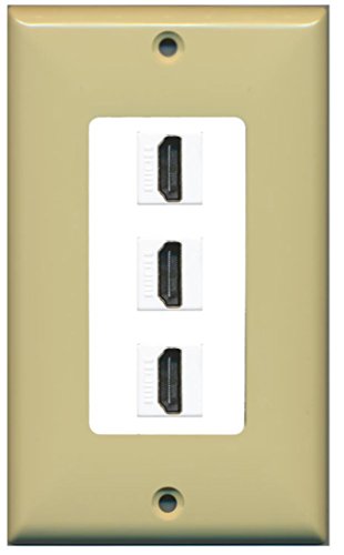 RiteAV - 3 Port HDMI Decorative Wall Plate - Ivory/White