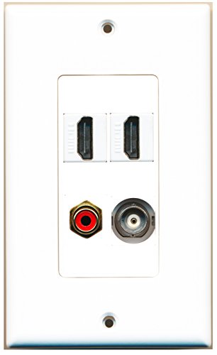 RiteAV - 2 Port HDMI 1 Port RCA Red 1 Port BNC Wall Plate Decorative