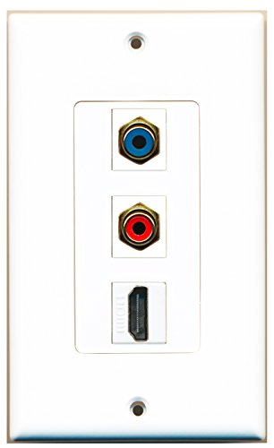 RiteAV - 1 Port HDMI and 1 Port RCA Red and 1 Port RCA Blue Decorative Wall Plate Decorative
