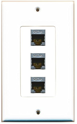 RiteAV - (1 Gang Decorative) 3 Port Cat6a Ethernet Wall Plate White