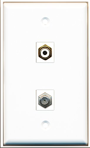 RiteAV - 1 x RCA White and 1 x Coax F Type Cable TV Port Wall Plate White - Bracket Included
