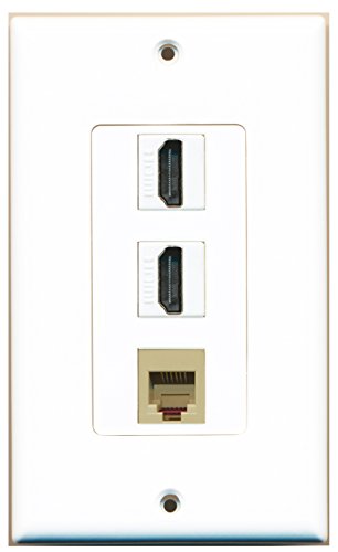 RiteAV - 2 Port HDMI and 1 Port Phone RJ11 RJ12 Beige Decorative Wall Plate