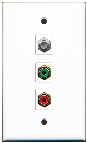 RiteAV - 1 Port RCA Red and 1 Port RCA Green and 1 Port Coax Cable TV- F-Type Wall Plate