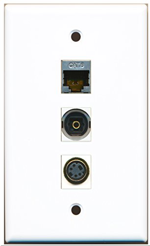 RiteAV - 1 Port S-Video and 1 Port Shielded Cat6 Ethernet and 1 Port Toslink Wall Plate