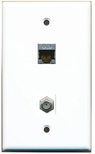 RiteAV 1 Gang Wall Plate (White) 2 Port - Cat6 (Shielded) Coax (White)
