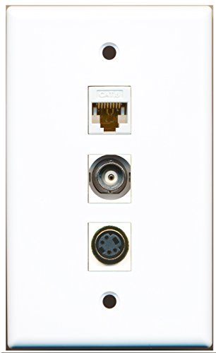 RiteAV - 1 Port S-Video and 1 Port BNC and 1 Port Cat6 Ethernet White Wall Plate