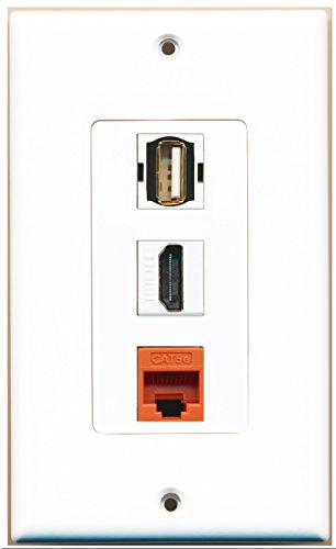 RiteAV - 1 Port HDMI 1 USB A-A 1 Cat5e Ethernet Orange Wall Plate Decorative