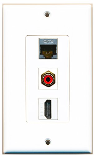 RiteAV - 1 Port HDMI and 1 Port RCA Red and 1 Port Shielded Cat6 Ethernet Decorative Wall Plate Decorative