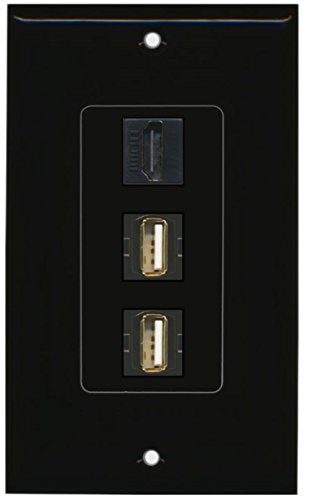 RiteAV - 1 Port HDMI 2 Port USB A-A Decorative Wall Plate - Black