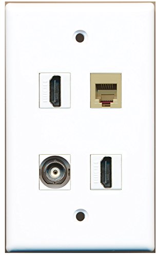 RiteAV - 2 Port HDMI 1 Port Phone RJ11 RJ12 Beige 1 Port BNC Wall Plate