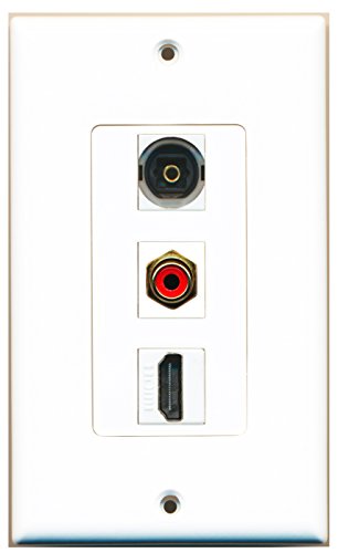 RiteAV - 1 Port HDMI and 1 Port RCA Red and 1 Port Toslink Decorative Wall Plate Decorative