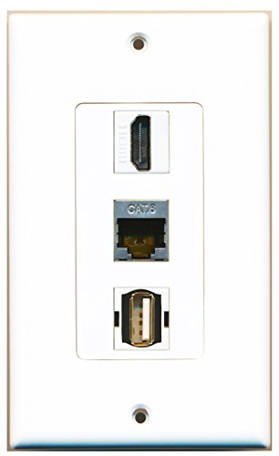 RiteAV - 1 Port HDMI and 1 Port USB A-A and 1 Port Shielded Cat6 Ethernet Decorative Wall Plate Decorative