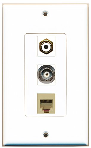RiteAV - 1 Port RCA White and 1 Port Phone RJ11 RJ12 Beige and 1 Port BNC Decorative Wall Plate Decorative