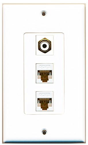 RiteAV - 1 Port RCA White 2 Port Cat6 Ethernet White Decorative Wall Plate Decorative