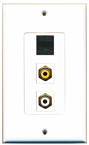 RiteAV - 1 Port RCA White and 1 Port RCA Yellow and 1 Port Cat5e Ethernet Black Decorative Wall Plate Decorative