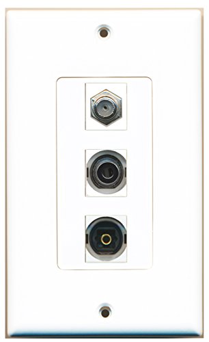 RiteAV - 1 Port Coax Cable TV- F-Type and 1 Port Toslink and 1 Port 3.5mm Decorative Wall Plate Decorative