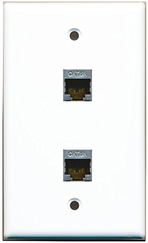 RiteAV CAT 6A Shielded 2 Port Wall Plate Single Gang - White