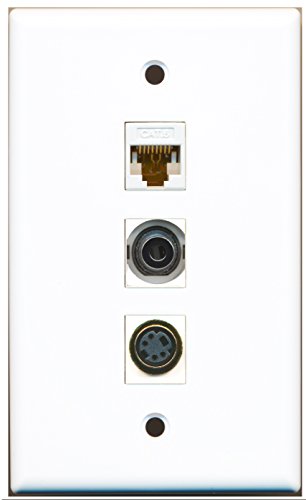 RiteAV - 1 Port S-Video and 1 Port 3.5mm and 1 Port Cat6 Ethernet White Wall Plate