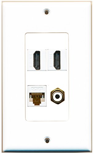 RiteAV - 2 Port HDMI 1 Port RCA White 1 Port Cat6 Ethernet White Wall Plate Decorative