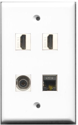 RiteAV - 2 Port HDMI 1 Port Shielded Cat6 Ethernet 1 Port 3.5mm Wall Plate