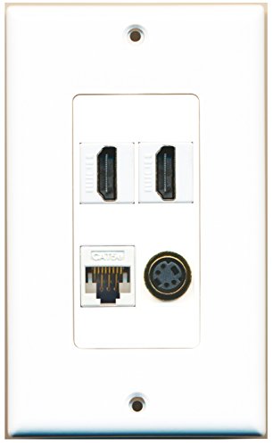 RiteAV - 2 Port HDMI 1 Port S-Video 1 Port Cat5e Ethernet White Wall Plate Decorative