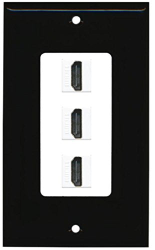RiteAV - 3 Port HDMI Decorative Wall Plate - Black/White