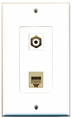 RiteAV - 1 Port RCA White 1 Port Phone RJ11 RJ12 Beige Decorative Type Wall Plate - Bracket Included