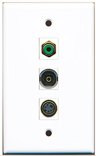 RiteAV - 1 Port RCA Green and 1 Port S-Video and 1 Port Toslink Wall Plate