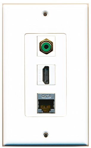 RiteAV - 1 Port HDMI and 1 Port RCA Green and 1 Port Shielded Cat6 Ethernet Decorative Wall Plate