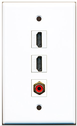 RiteAV - 2 Port HDMI and 1 Port RCA Red Wall Plate