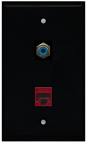 RiteAV - Black 1 Port RCA Blue 1 Port Cat6 Ethernet Red Wall Plate