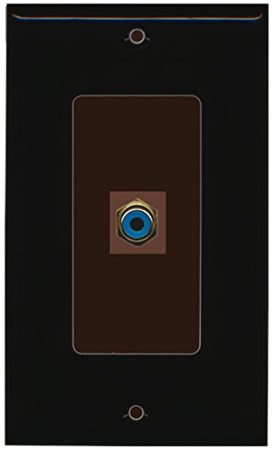 RiteAV - 1 RCA Blue for Subwoofer Audio Port Wall Plate Decorative - Black/Brown