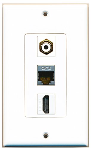 RiteAV - 1 Port HDMI and 1 Port RCA White and 1 Port Shielded Cat6 Ethernet Decora Wall Plate Decorative Style