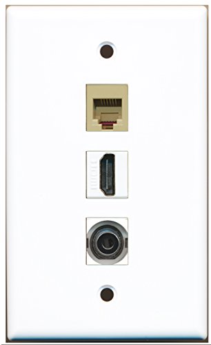 RiteAV - 1 Port HDMI 1 Phone RJ11 RJ12 Beige 1 3.5mm Wall Plate