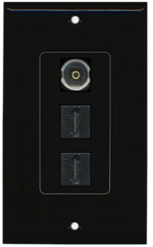 RiteAV - 2 Port HDMI 1 Toslink Decorative Wall Plate - Black