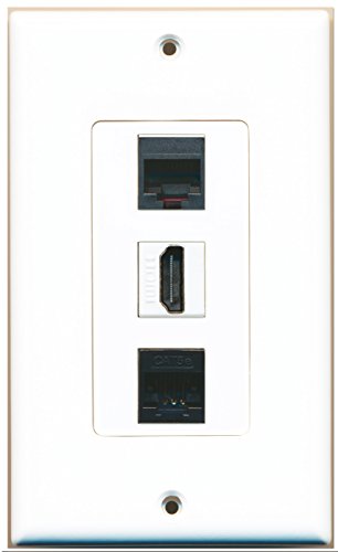 RiteAV - 1 Port HDMI 1 Phone RJ11 RJ12 Black 1 Cat5e Ethernet Black Wall Plate Decorative