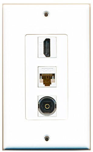 RiteAV - 1 Port HDMI and 1 Port Toslink and 1 Port Cat6 Ethernet White Decorative Wall Plate Decorative