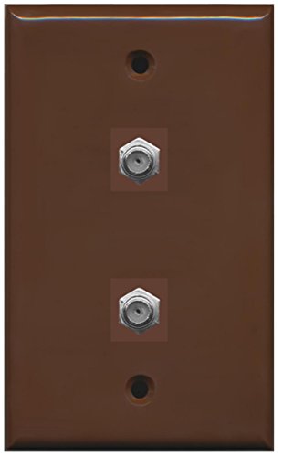 RiteAV - 2 Port Coax Cable TV- F-Type Wall Plate - Brown