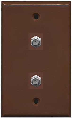 RiteAV - 2 Port Coax Cable TV- F-Type Wall Plate - Brown