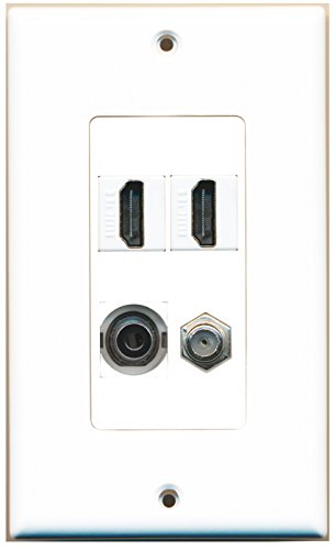 RiteAV - 2 Port HDMI 1 Port Coax Cable TV- F-Type 1 Port 3.5mm Wall Plate Decorative
