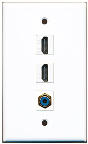RiteAV - 2 Port HDMI and 1 Port RCA Blue Wall Plate