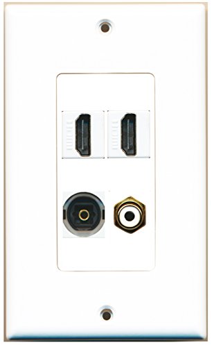 RiteAV - 2 Port HDMI 1 Port RCA White 1 Port Toslink Wall Plate Decorative