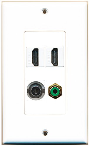 RiteAV - 2 Port HDMI 1 Port RCA Green 1 Port 3.5mm Wall Plate Decorative