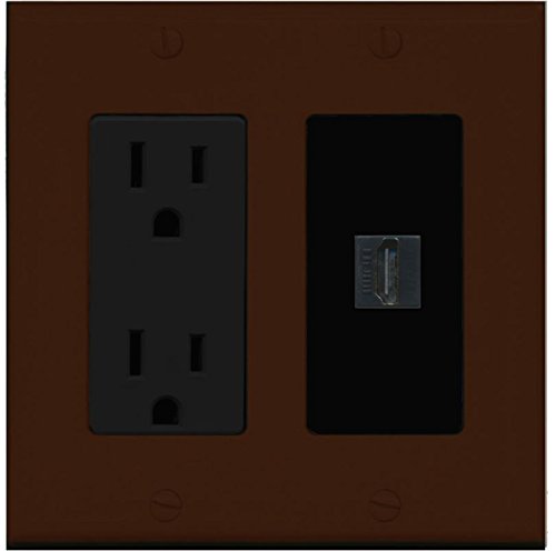 RiteAV - 15 Amp Power Outlet and 1 Port HDMI Decorative Type Wall Plate - Brown/Black