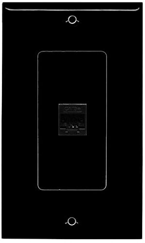 RiteAV - New Single Port Decorative Network Wall Plate - (Tooless) F/F - Black