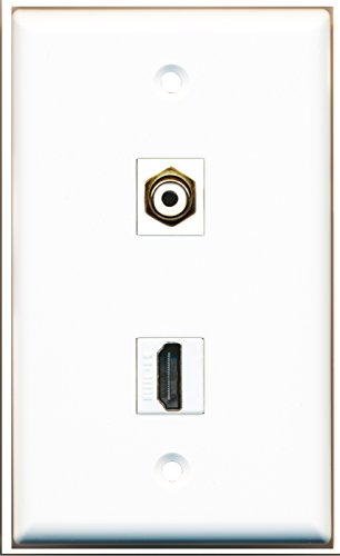 RiteAV - 1 RCA White for Subwoofer/Audio and 1 HDMI Port Wall Plate White