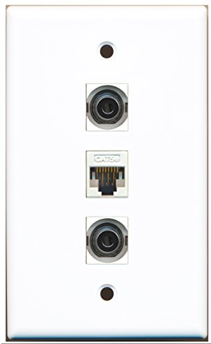 RiteAV - 2 Port 3.5mm 1 Cat5e Ethernet White Wall Plate