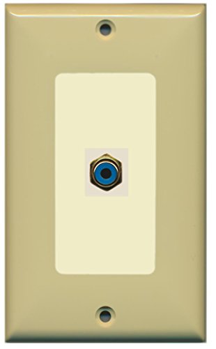 RiteAV - 1 RCA Blue for Subwoofer Audio Port Wall Plate Decorative - Ivory/Light Almond